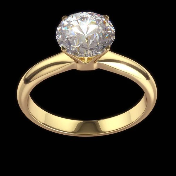 Diamond Ring Isolated Black Background Clipping Path — Stock Photo, Image