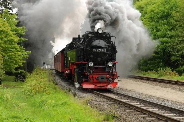 Harz Ferroviário Bitola Estreita Vai Para Brocken — Fotografia de Stock