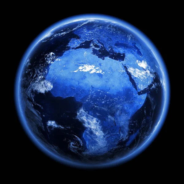 Afrika Avrupa Şehir Işıkları Dünya Uzay Modeli Nasa Nın Nezaketi — Stok fotoğraf