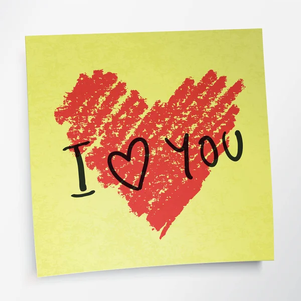 Sözlerine Kalp Sembolüne Bayılıyorum Yapışkan Sarı Kağıdın Üzerine Kırmızı Ruj — Stok fotoğraf