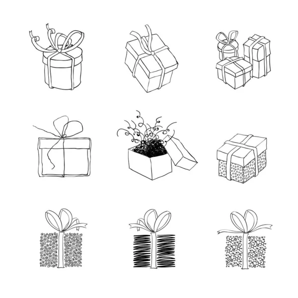 Coffret Cadeau Pour Les Designs Noël Ensemble Neuf Illustrations Vecteur — Photo