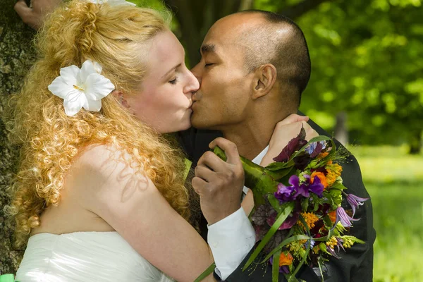 Portrait Newlyweds Standing Together — Stock Photo, Image