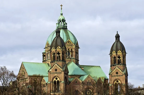Церковь Луки Мюнхене Подробными Снимками — стоковое фото
