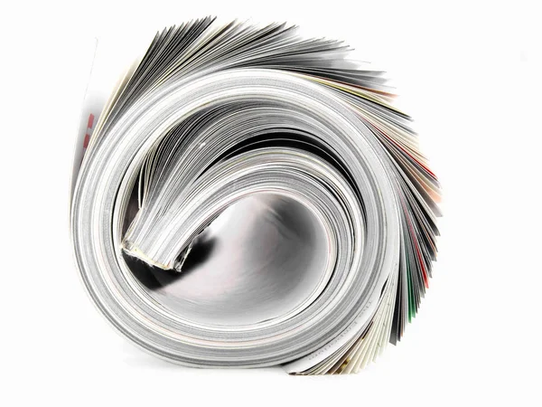 Stapel Von Zeitschriften Isoliert Auf Weißem Papier — Stockfoto