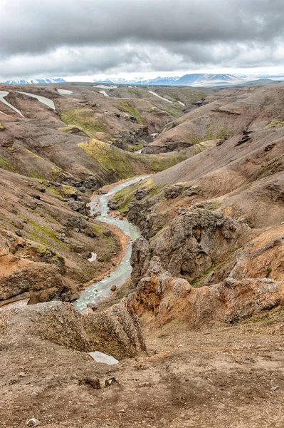 Islandia Jest Kraina Lodu Ognia Kerlingarfjoll Obszar Geotermalny Widać Dym — Zdjęcie stockowe