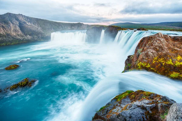 Godafoss Ісландський Дуже Красивий Водоспад Він Розташований Півночі Острова Недалеко — стокове фото