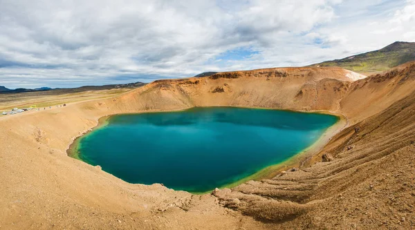 Viti Hermoso Lago Cráter Color Turquesa Situado Noreste Islandia Zona — Foto de Stock