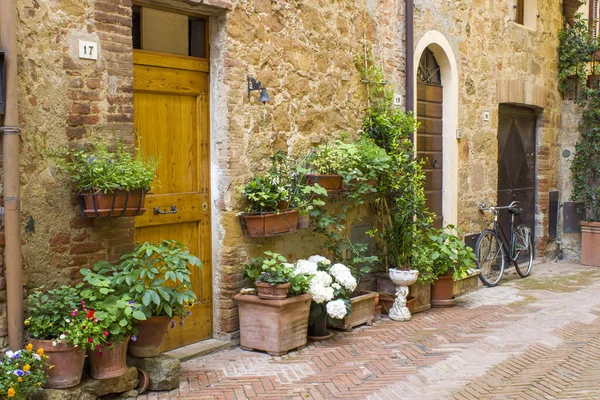 Lovely Tuscan Street Pienza Italia — Foto de Stock