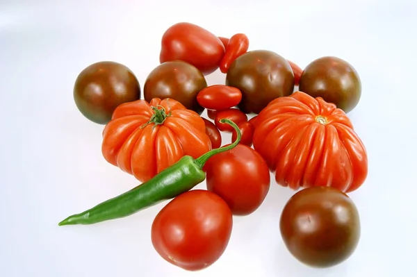 Tomaten Mit Grünem Chili — Stockfoto