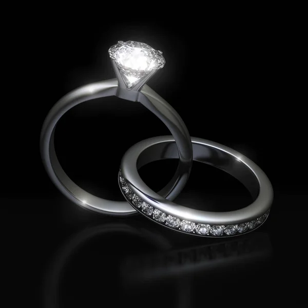 Jegygyűrűk Esküvői Ékszerek Eljegyzési Gyűrűk — Stock Fotó