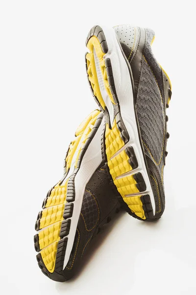 Chaussures Cuir Jaune Sur Fond Blanc — Photo