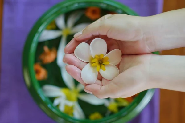 Spa Bellezza Femminile Mano Fiore Acqua — Foto Stock