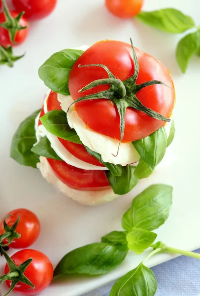 Tomat Och Mozzarella Snack — Stockfoto