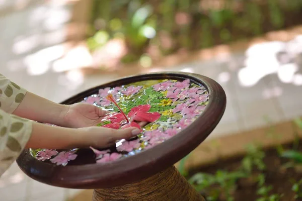 Spa Beauty Female Hand Flower Water — Stock Photo, Image