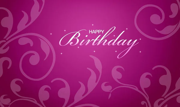 Cartão Aniversário Feliz Rosa Com Elementos Florais — Fotografia de Stock