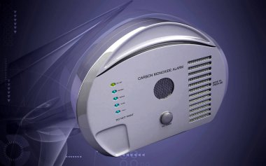 Digital illustration of Carbon monoxide alarm in colour background	 clipart