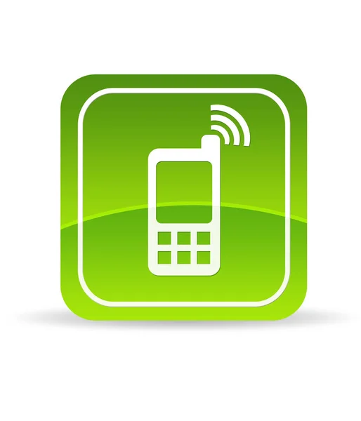 Wysokiej Rozdzielczości Zielony Telefon Komórkowy Ikona Białym Tle — Zdjęcie stockowe