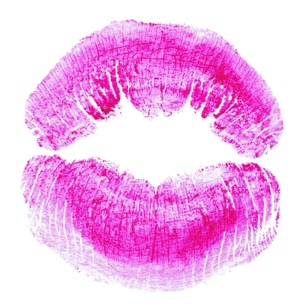 Roze Lippenstift Kus Geïsoleerd Wit — Stockfoto