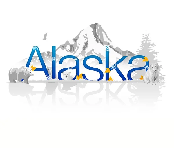 Аляскинская Иллюстрация Горным Фоном Полярными Медведями — стоковое фото