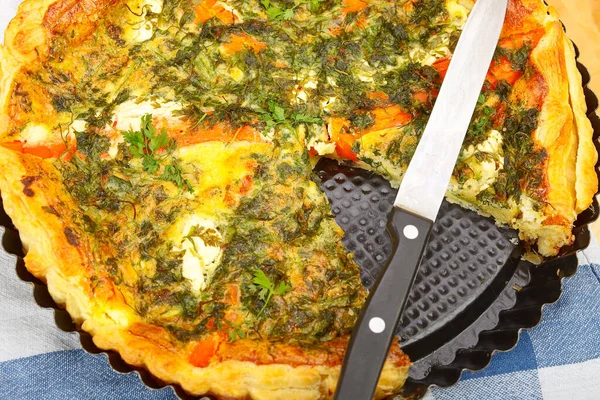 Savory Vegetable Quiche Carrot Chervil Cheese — Stock Photo, Image