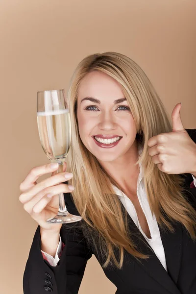 Businesswomen Woman Holding Glass Champagne Party — Stock Photo, Image
