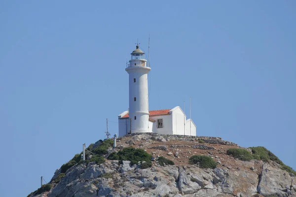 Farol Sobre Uma Rocha Mar Egeu Turco — Fotografia de Stock