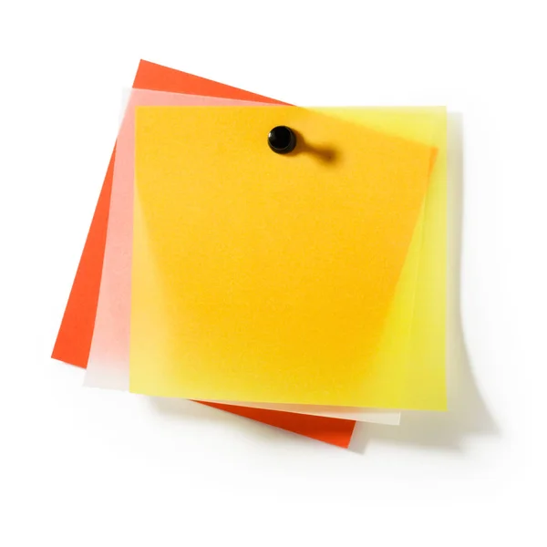 Colorful Transparent Note Papers Push Pin White Background Clipping Path — Stock Photo, Image