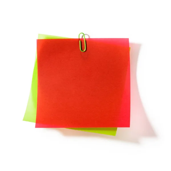 Colorful Transparent Note Papers Clip White Background Clipping Path Included — Stock Photo, Image