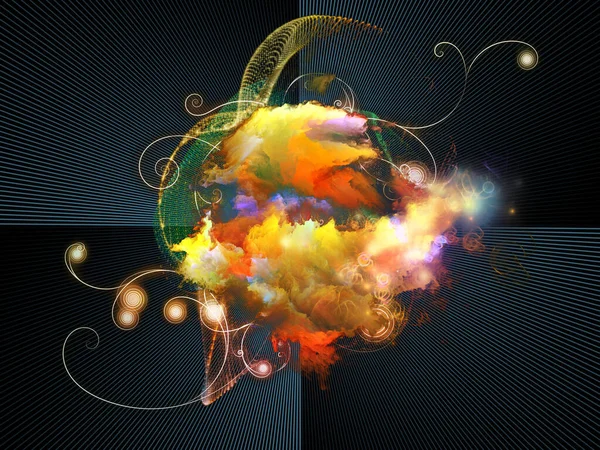 Interacción Elementos Color Explosión Fractal Tema Del Diseño Creatividad Imaginación — Foto de Stock