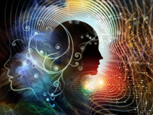 Backdrop Human Feature Lines Symbolic Elements Subject Human Mind Consciousness — Stock Photo, Image