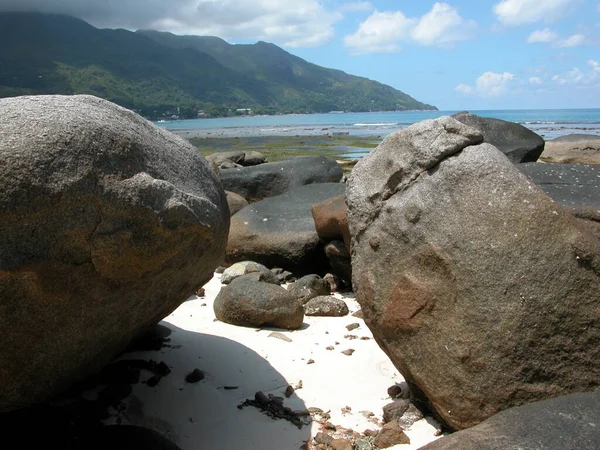 Einsamer Strand Auf Den Seychellen Seychellen — Stockfoto