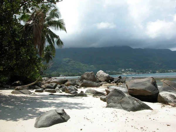 Einsamer Strand Auf Den Seychellen Seychellen — Stockfoto