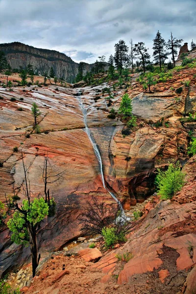 Orage Dans Parc National Sion Près Canyon Surplombant Utah Usa — Photo