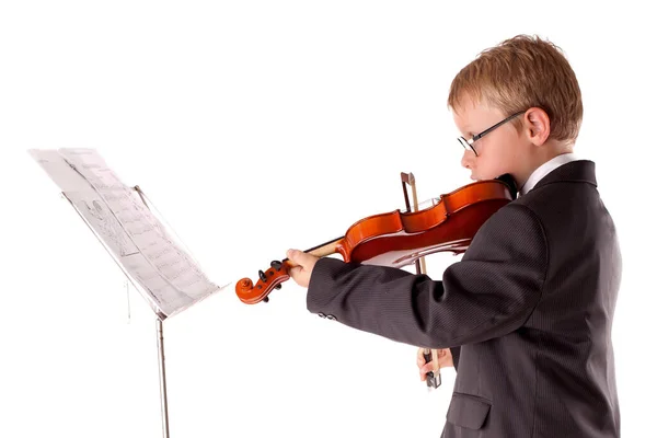 Violinspel Med Musikställ — Stockfoto