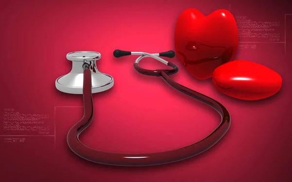 Digital Illustration Stethoscope Heart Colour Background — ストック写真