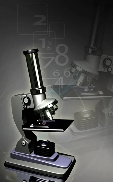 Ilustración Digital Del Microscopio Fondo Color —  Fotos de Stock