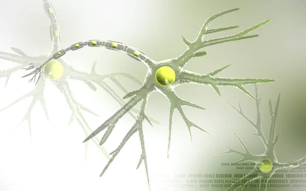 Renkli Arkaplanda Nöronun Dijital Illüstrasyonu — Stok fotoğraf