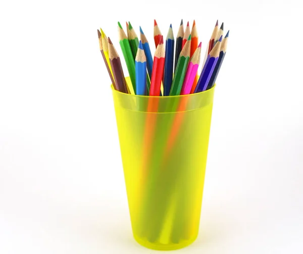 Color Pencils Yellow Prop White — Stock Photo, Image