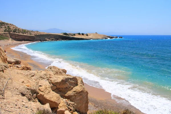 Cape Fourni Deki Yalnız Çakıl Taşı Plajı — Stok fotoğraf