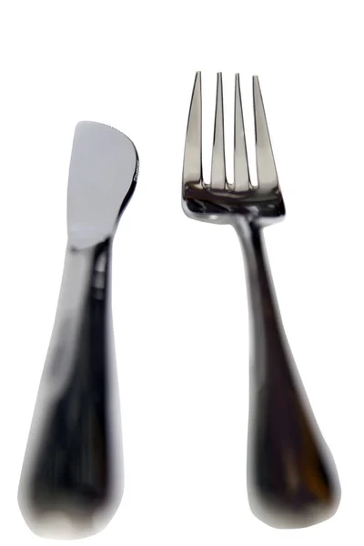 Vidlice Nůž Izolované Bílém Pozadí Oříznutou Dráhou — Stock fotografie