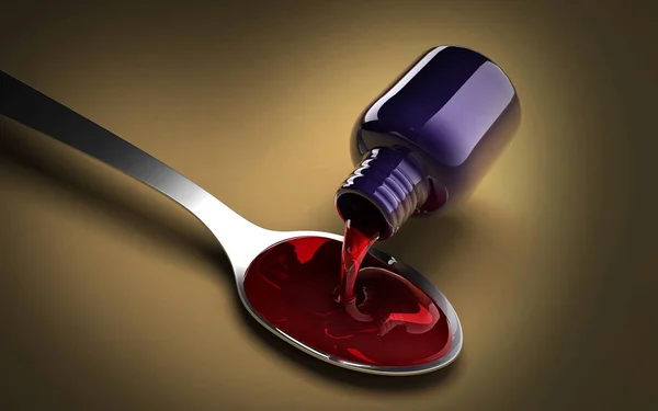 Digital Illustration Medicine Spoon Colour Background — 图库照片#