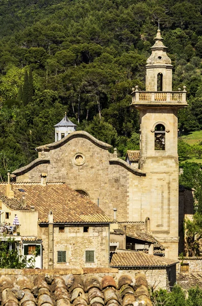 Mallorca Daki Valldemossa Dağ Köyünden Kasaba Manzarası — Stok fotoğraf