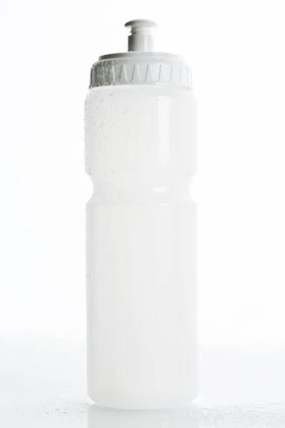 Fehér Műanyag Palack Víz Egy Könnyű Háttér — Stock Fotó