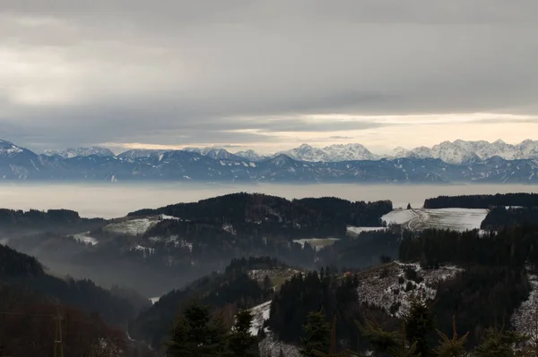 Blick Auf Die Kärntner Alpen Winter — Stockfoto