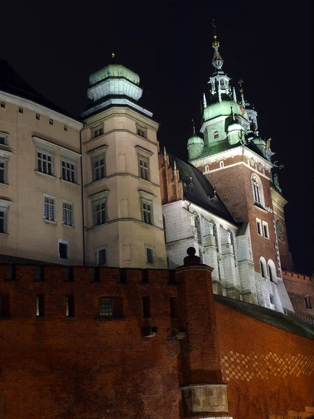 Wzgórze Wawel Nocą Kraków — Zdjęcie stockowe