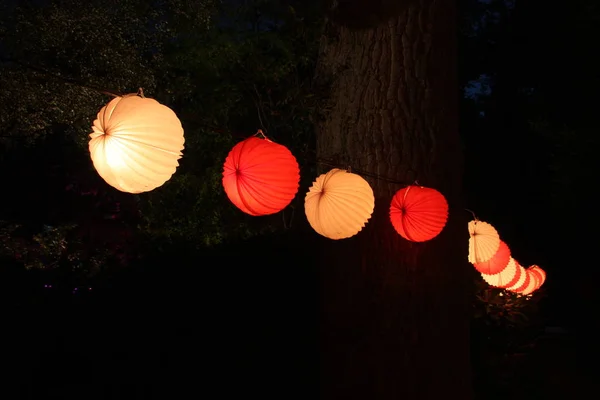 Lanternas Chinesas Noite — Fotografia de Stock