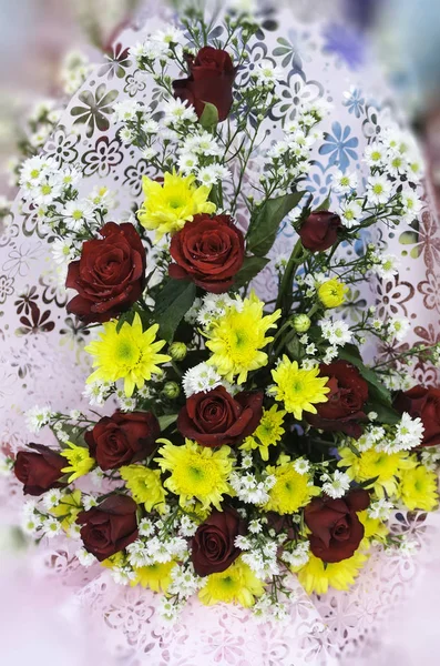 Růže Kytice Pomocí Svatba Nebo Jakékoliv Slavnostní Pozdrav — Stock fotografie
