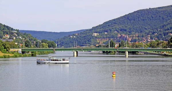 Θέα Από Wiehrsteg Wieblingen Έως Γέφυρα Ernst Walz Heidelberg — Φωτογραφία Αρχείου