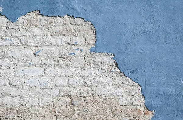 Old Blue Painted Brick Wall Blue Weathered Plaster Royalty Free Stock Images