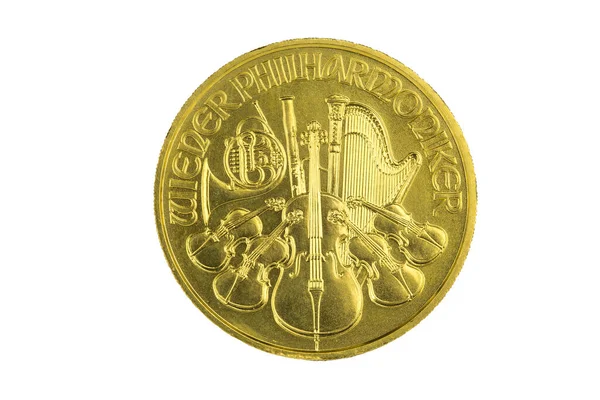 Gold Coin Wiener Philharmoniker Back — Stock Photo, Image